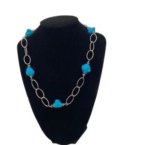 Sterling Silver chain turquoise stone necklace